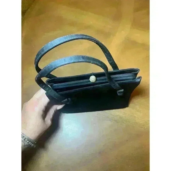 Vintage After five handbag black top clasp with cute bow details - Picture 5 of 9